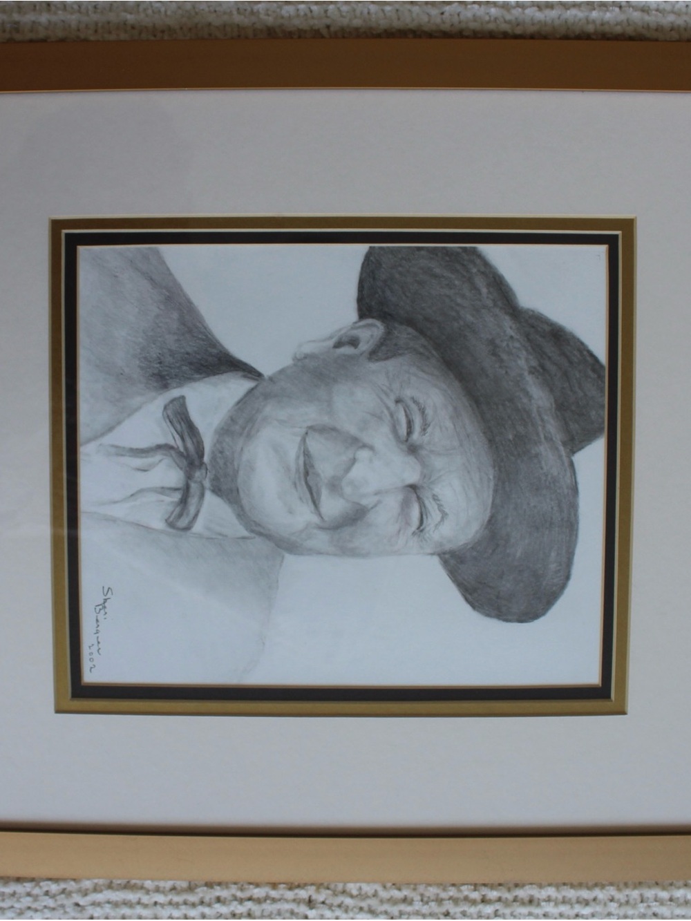 Framed Charcoal Portrait Artwork in Black and White - Picture 4 of 8